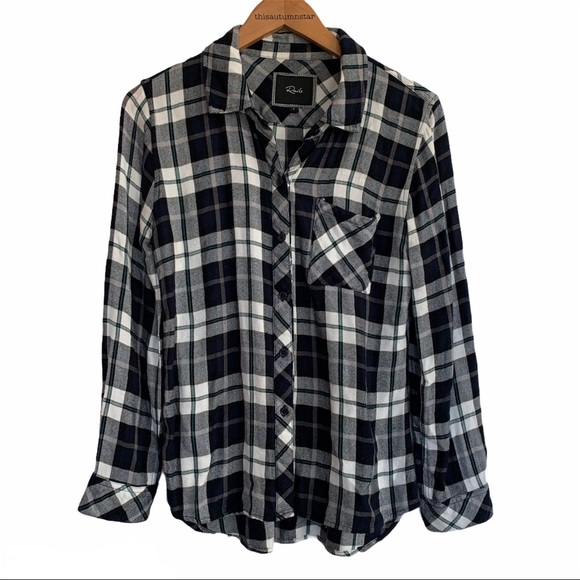 Rails Hunter Black White Blue Green Plaid Shirt